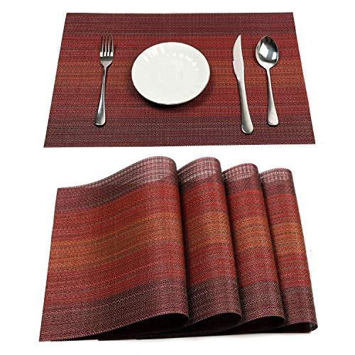 Pauwer Placemats Set of 8 for Dining Table Washable Woven Vinyl Placemat Non-Slip Heat Resistant Kitchen Table Mats Easy to Clean