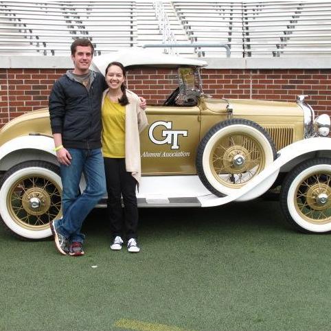 Us with one of the iconic symbols of Georgia Tech, the Ramblin' Wreck. Go Jackets!