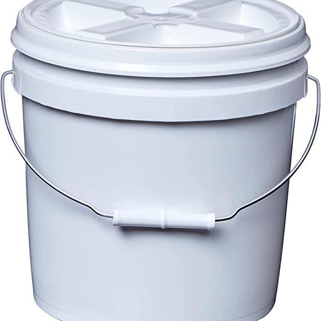 Consolidated Plastics 2 Gallon Food Grade Buckets & White Gamma Seal Lid, BPA Free Container Storage, Durable HDPE Pails, Made in USA (3 Pack, White)