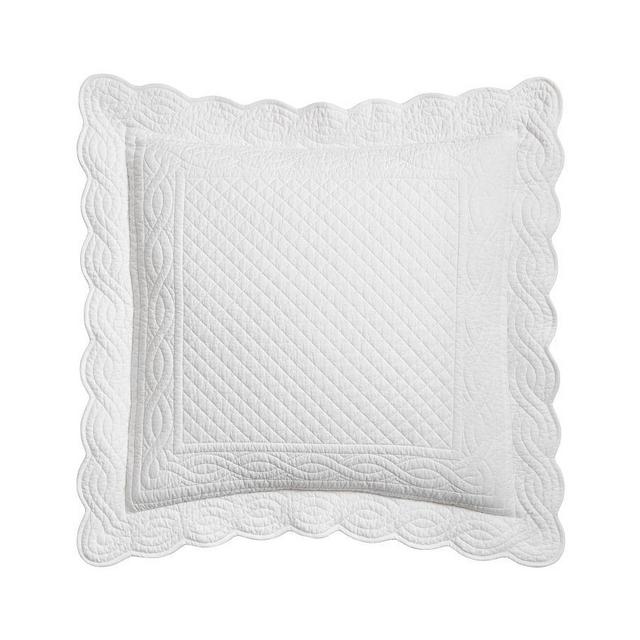 Heirloom Scallop Quilted Sham, White, Euro, Set of 3