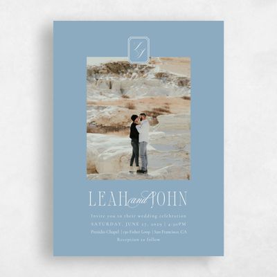 Dusty Blue Wedding Invitation - Dermot Portrait