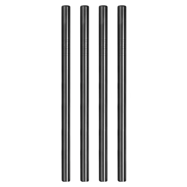 Unique Bargains 304 Stainless Steel Stylish Design Drinking Straw 9.5" Length 0.5" Width 4 Pcs Black