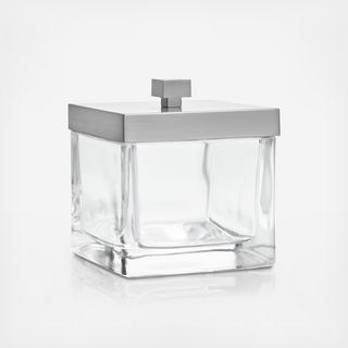 Stretten Nickel Trim Glass Bathroom Canister