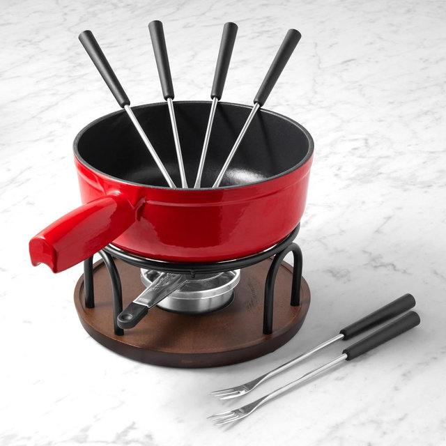 Swissmar Ticino Cast Iron Fondue Pot, Red