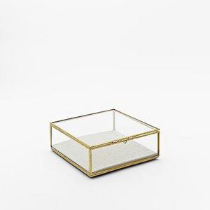 Golden Glass Shadow Box, Gold, Small Square