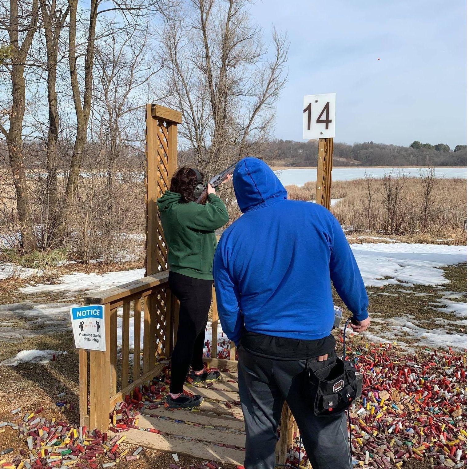 Dalton teaching Megan how to shot for the first time. Shoot 3 or of 3 on her first try!