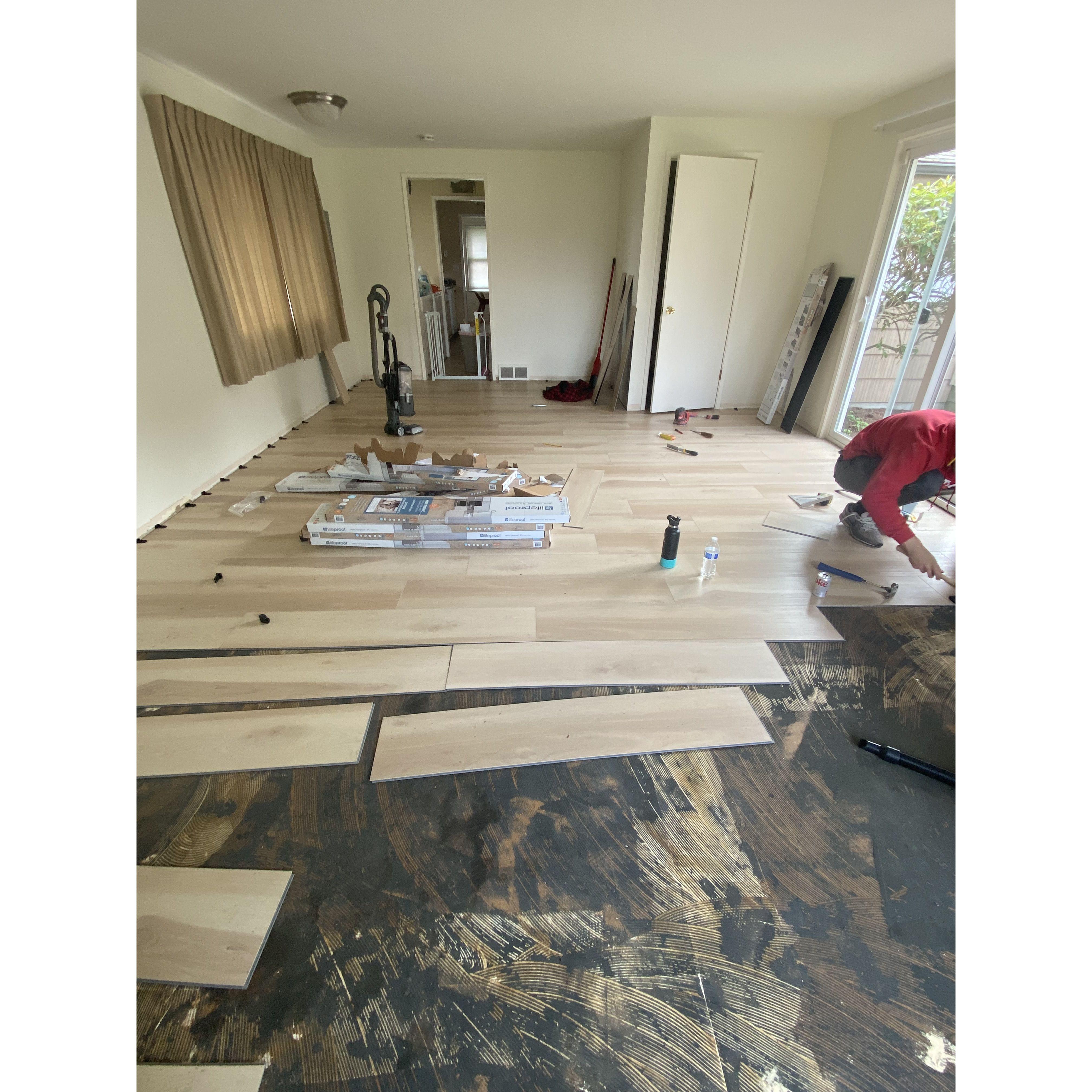 Summer 2022 - Here come the house projects. Our house is from the 1950s with a tasteful 90s remodel. Brown carpet, popcorn ceilings and vinyl everywhere!