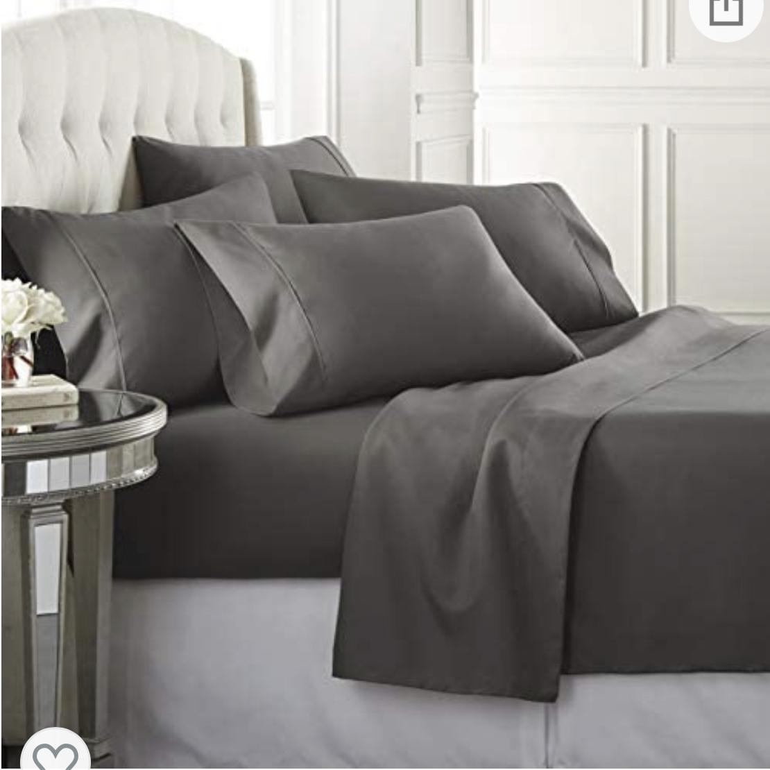 Danjor Linens Queen Size Bed Sheets Set - 1800 Series 6 Piece Bedding Sheet & Pillowcases Sets w/ Deep Pockets - Fade Resistant & Machine Washable - Gray