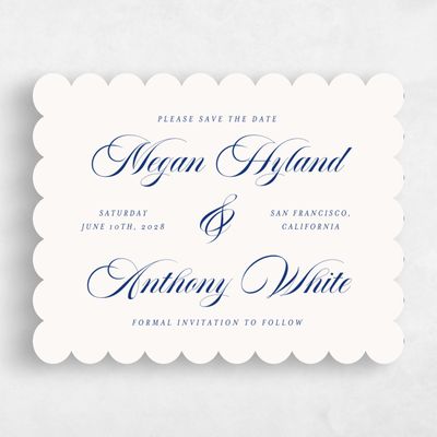 Beige Scalloped Wedding Save the Date - Jessenia Landscape
