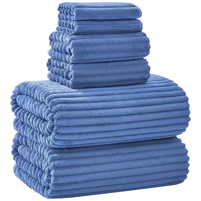 NALIVO Extra Large Bath Towel Set of 6 (40"x80"),Oversized Bath Sheet Super Soft Highly Absorbent Microfibers Quick Dry Luxury Shower Towel for Bathroom Spa Gym Hotel Yoga(Blue, 6Piece)