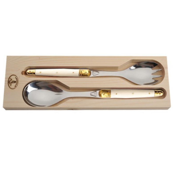 Jean Dubost Laguiole Salad Servers with Ivory Handles