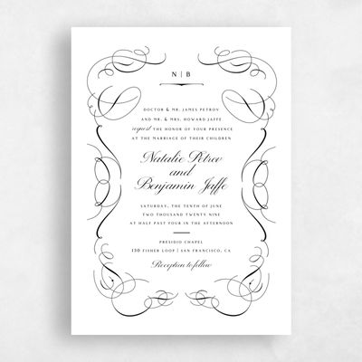 White Wedding Invitation - Ventana Portrait Letterpress