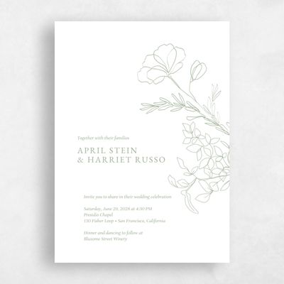 Sage, Green Wedding Invitation - Essenza Bloom Letterpress