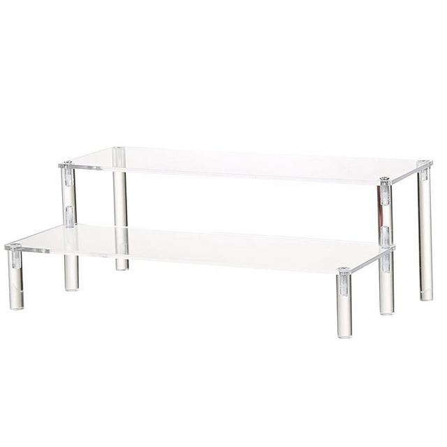 IHOMECOOKER Clear Acrylic Display Riser 2 Steps Cupcake Stand Shelf for Decoration and Organizer