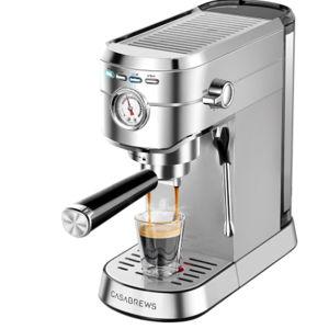 CASABREWS CM5418 Espresso Machine 20 Bar, Compact Espresso Maker with Steam Milk Frother, Stainless Steel Coffee Machine with 34oz Removable Water Tank for Cappuccino, Small Latte Machine, Silver