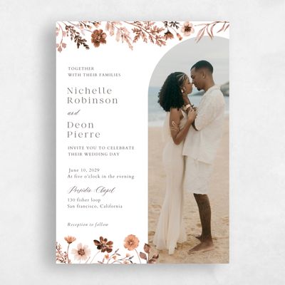 White Floral Wedding Invitation - Viva Photo