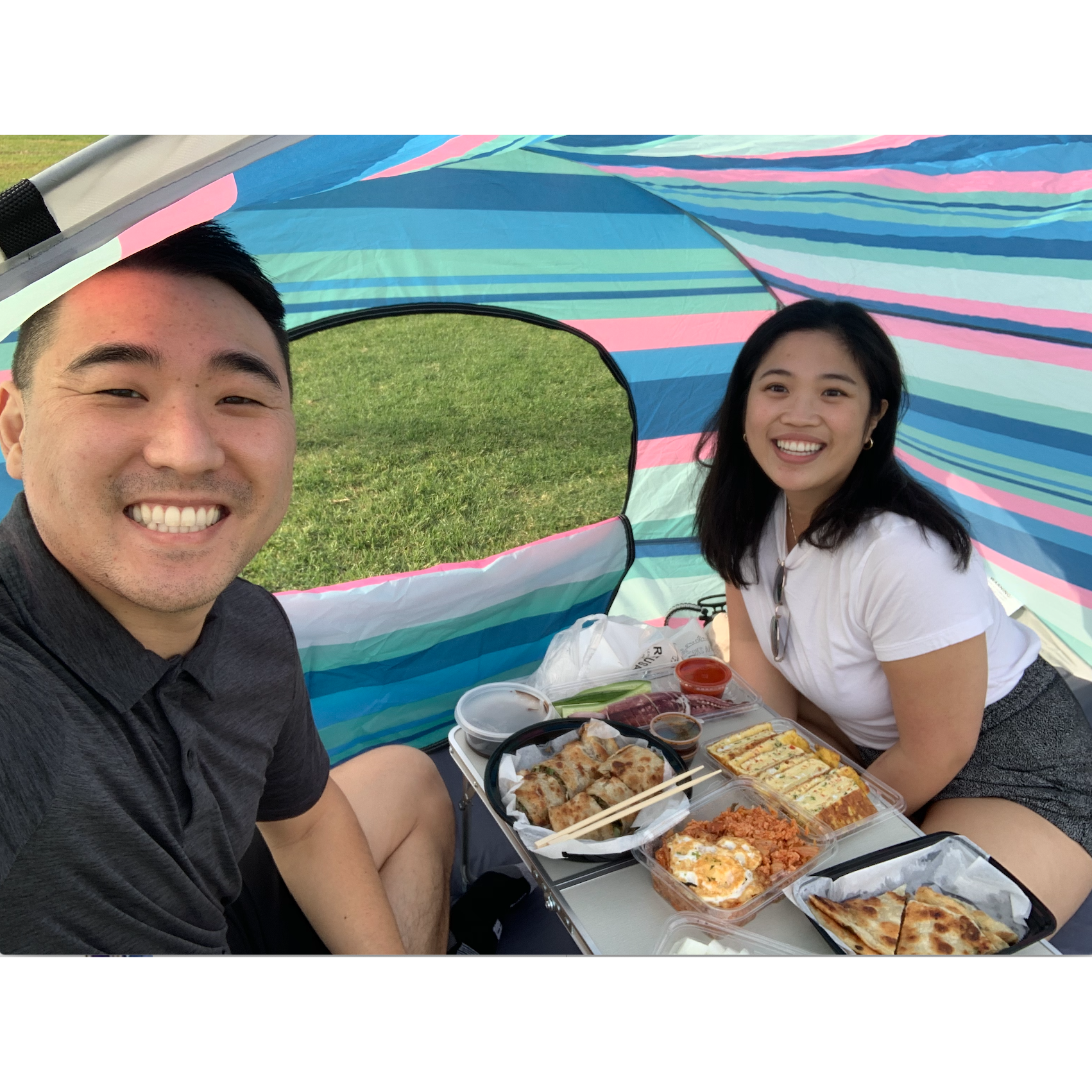 Always taking our small tent and going on a picnic!
