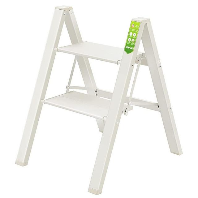 2 Step Ladder, RIKADE Folding Step Stool with Wide Anti-Slip Pedal, Aluminum Portable Lightweight Ladder for Home and Office Use, Kitchen Step Stool 330lb Capacity