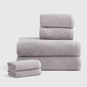 Grey Turkish Ribbed Quick Dry Bath Towel Bundle