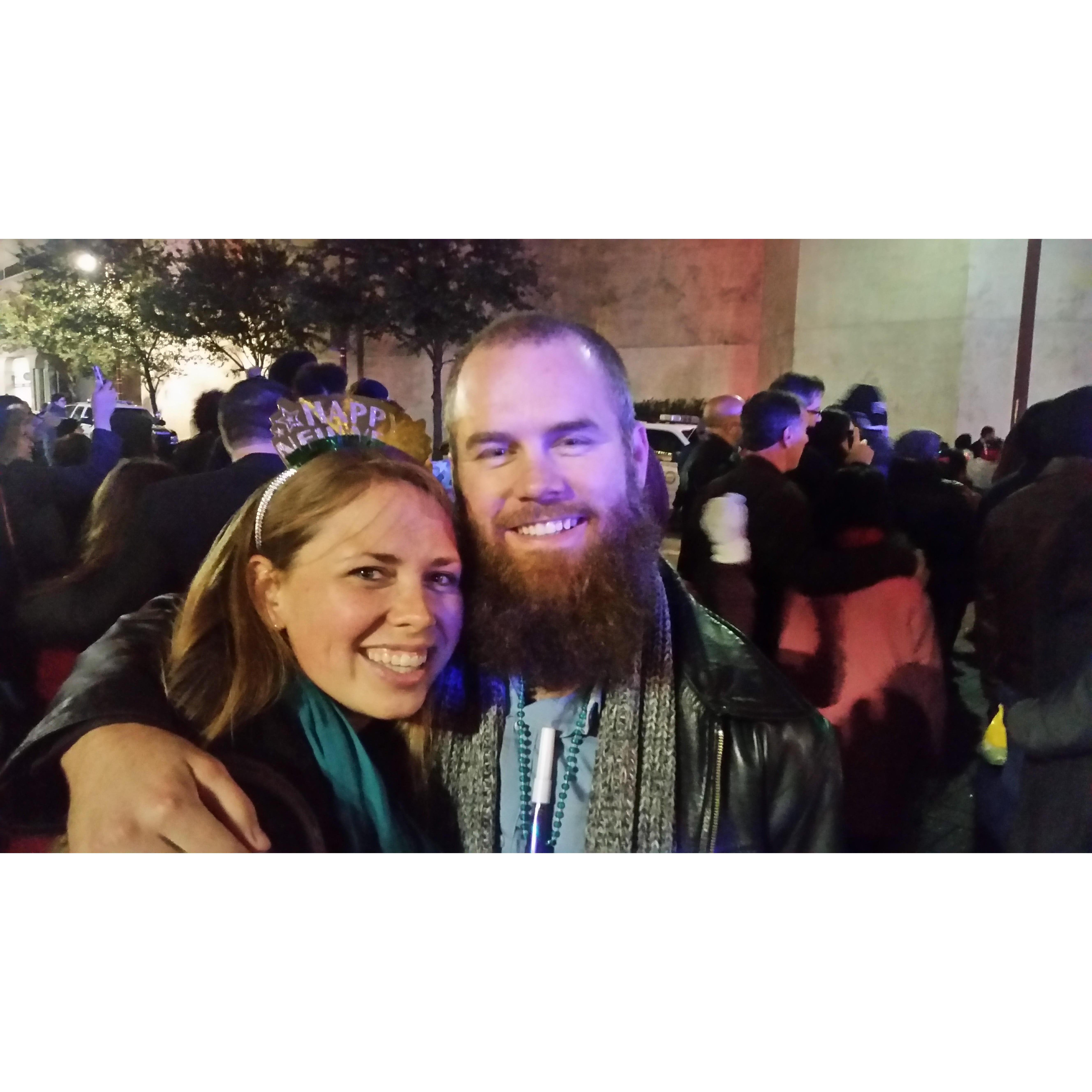 Ringing in our first New Years together in downtown Houston 2016