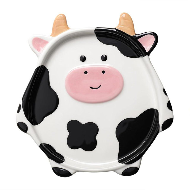 WAIT FLY Cow Ceramic Spoon Rest Spoon Holder for Kitchen Counter/Stove Top Stable Utensil Rest Snack Dish