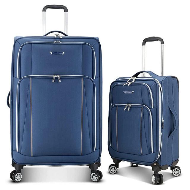 Traveler's Choice Lares Softside Expandable Luggage with Spinner Wheels, Navy, 2 Piece Luggage Set