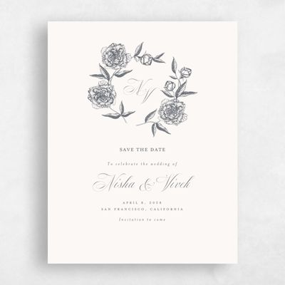 Charcoal, Beige Wedding Save the Date - Pivoine Portrait