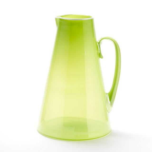Artisan Glass Crob Jug Green & White Rim