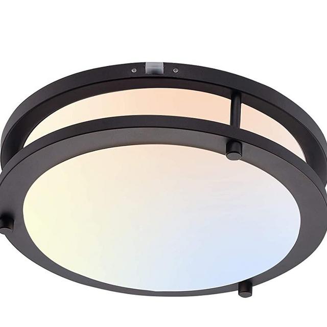 Cloudy Bay LED Flush Mount Ceiling Light,10 inch,120V 17W Dimmable 1050lm,3000K/4000K/5000K Adjustable,CRI 90+, ETL Listed/JA8, Lighting Fixture,Oil Rubbed Bronze Finish,