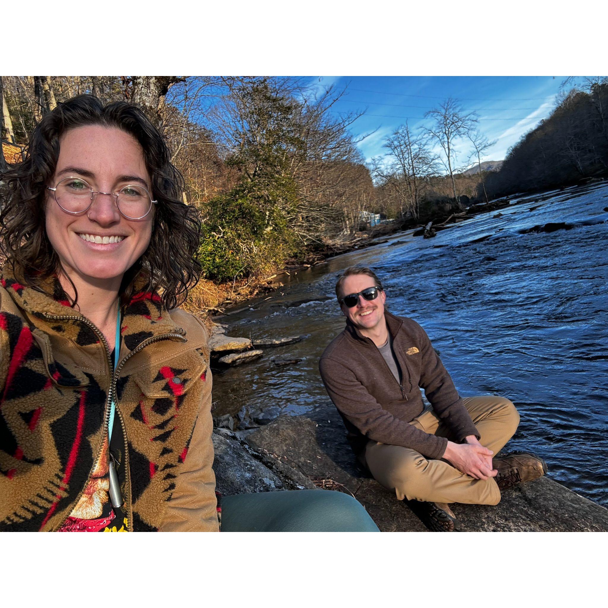 We had three separate camp sites. This one was one of our favs..right on the Tuckasegee River outside The Great Smokey Mountains.