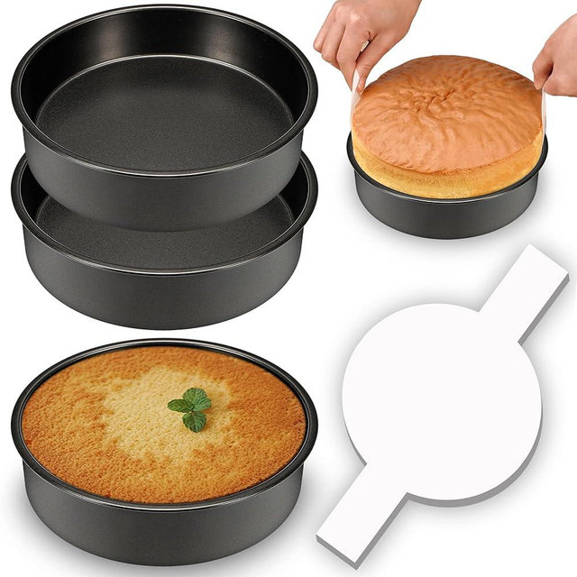 AWTBDP 8 Inch Cake Pan Set of 3, Nonstick Baking Pans Set with 100PCS Pre-cut Parchment Paper for Layer Cakes, Durable Round Cake Pans Sets for Baking for Birthday Christmas, Dishwasher Safe