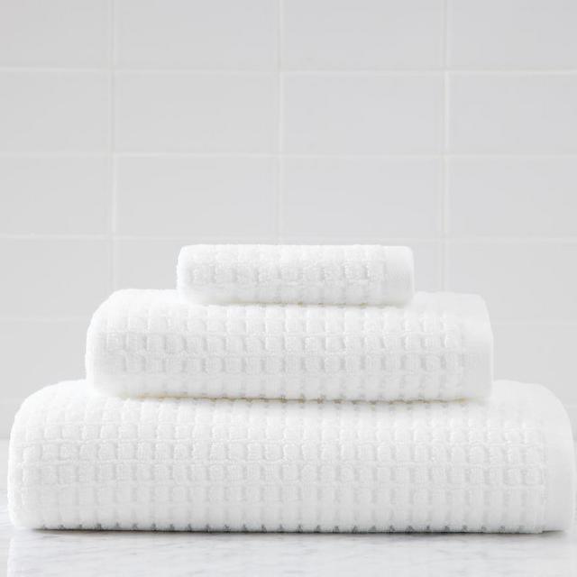 White Organic Terry Waffle Bath Towel