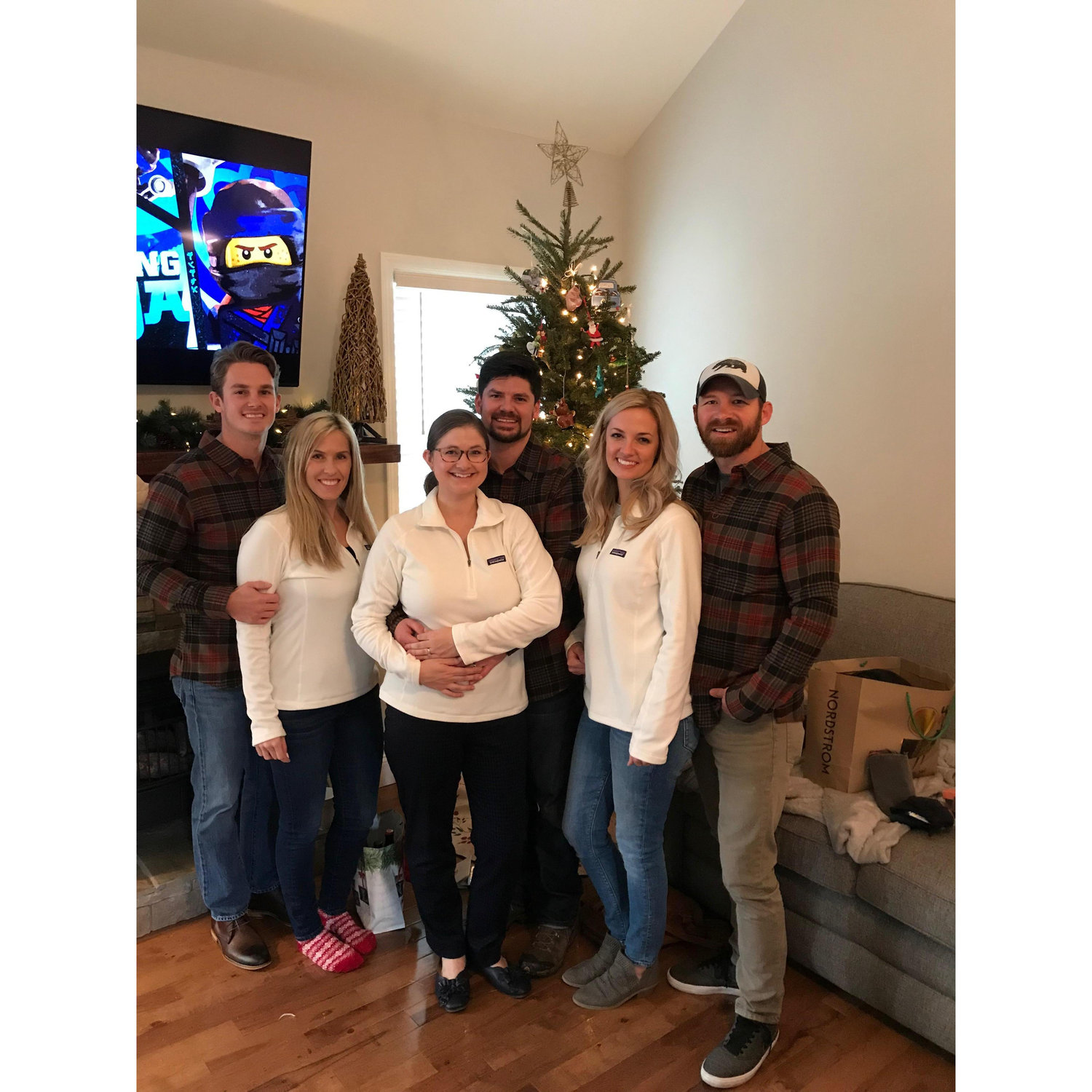 Christmas with Elise's family. Bradley, Ashley, Lauren, JR, Elise and Casey. 2019
