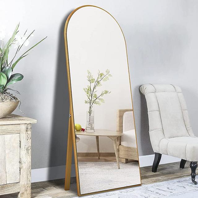 CASSILANDO Full Length Mirror 65"×22" Floor Mirror, Standing Mirror Smooth Arched Top Mirror, Large Arched Mirror, Bedroom Living Room Wall Mirror