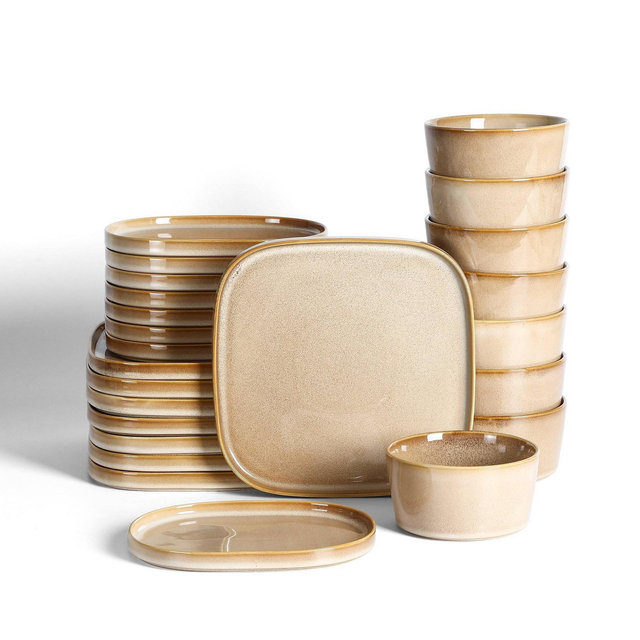 Stone Lain 24pc Cairo Stoneware Dinnerware Set Sand