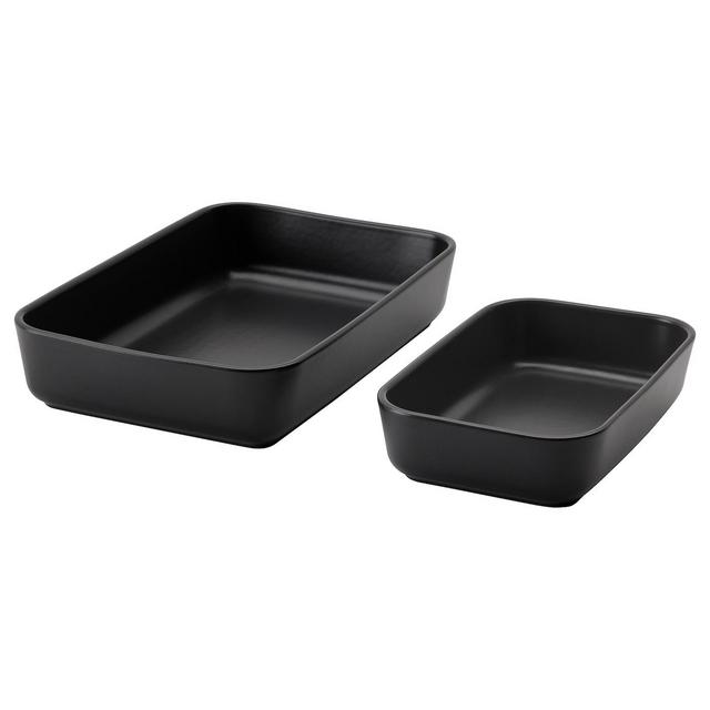 LYCKAD Oven/serving dish, set of 2, dark gray