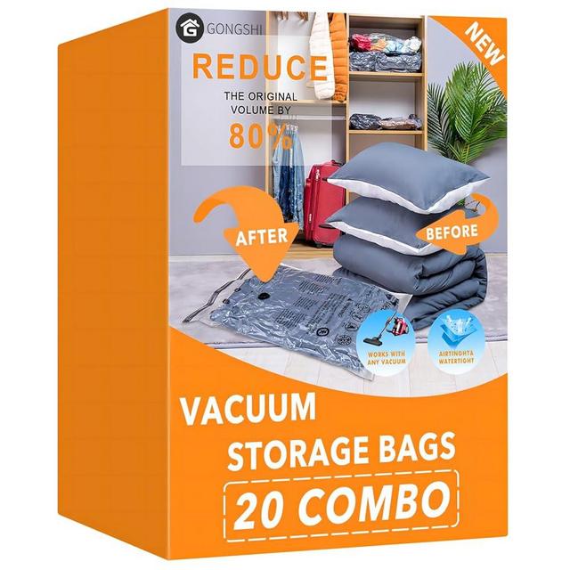 20 Pack Vacuum Storage Bags (4 Jumbo, 4 Large, 4 Medium, 4 Small, 4 Roll Up), Space Saver Sealer Compression Bags for Blankets, Comforters, Pillows, Clothes Storage