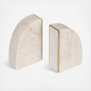 Marble Bookends with Brass Inlay