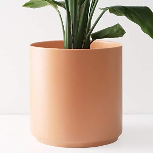 PEACH & PEBBLE 12" Ceramic Planter (15", 12", 10", 8" or 7") - Large Melon Plant Pot, Hand Glazed Indoor Flower Pot for All Indoor Plants (White, Black, Melon or Gold) - Melon, 12 inch