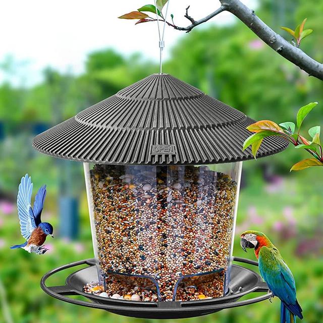 Hanizi Bird Feeders for Outside, Bird Feeder, Wild Bird Seed for Outside Feeders, Squirrel Proof Birds Feeder and Garden Decoration Yard for Bird Watchers (Gray)