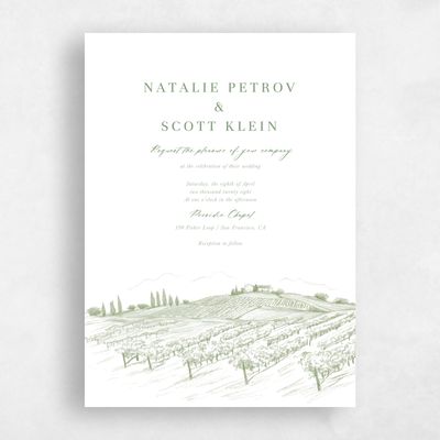 Green Greenery Wedding Invitation - Fico Portrait