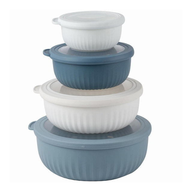 COOK WITH COLOR Wide Mixing Bowls with Lids 8 Piece Set BLACK OMBRE