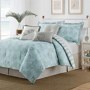 Seashell Drive Seashell Comforter Set in Blue/Tan