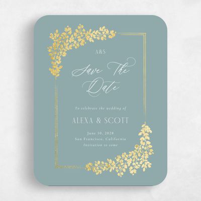 Blue Rounded Wedding Save the Date - Calla Portrait Foil