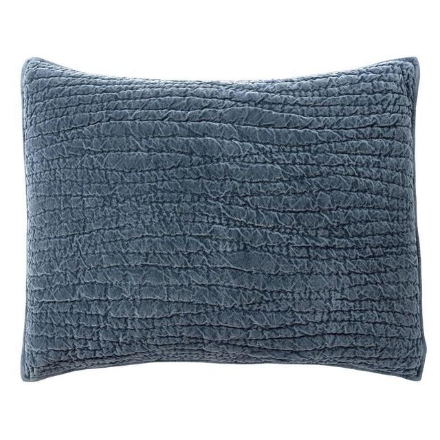 Washed Velvet Quilted Sham, Cobalt, Standard, Set of 3