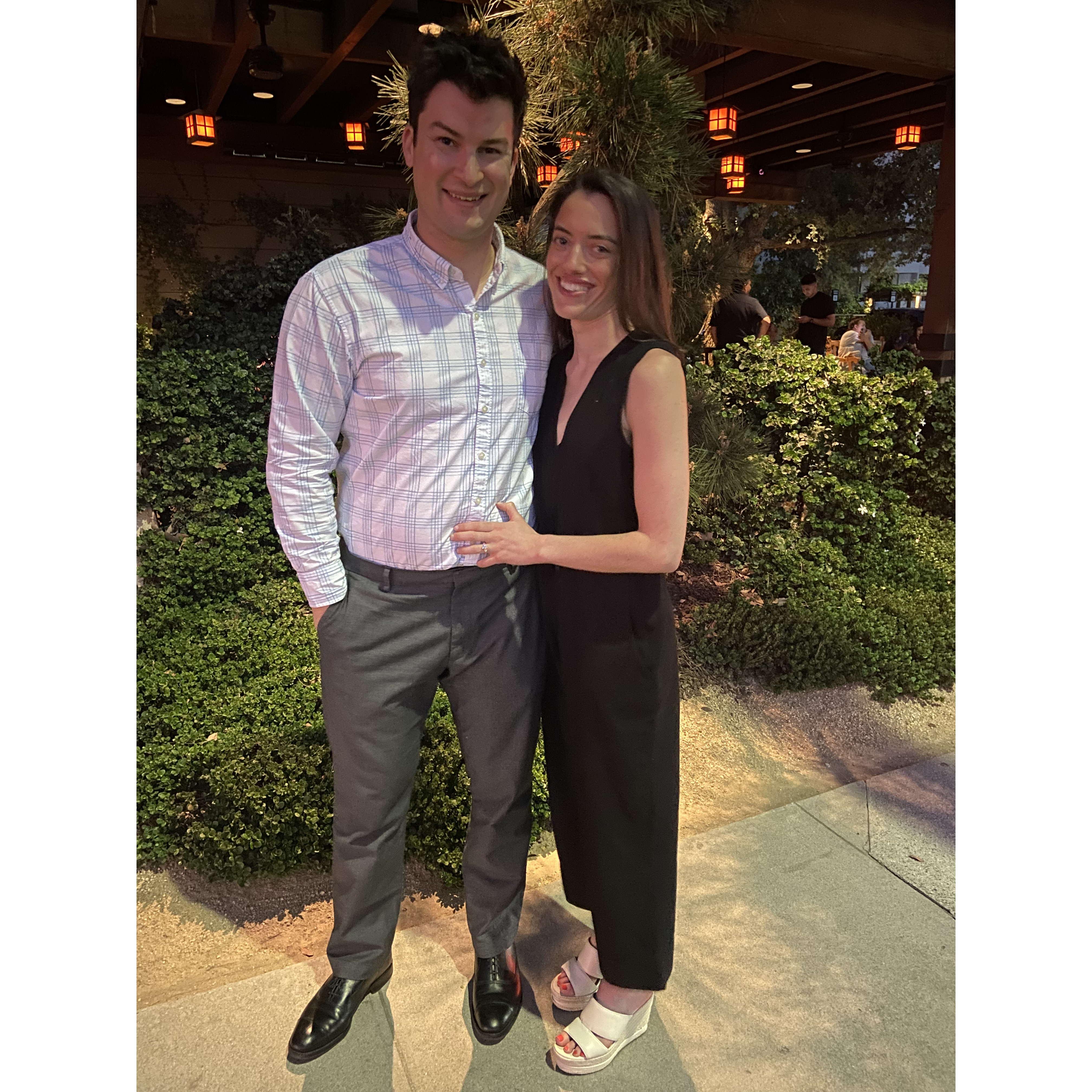 A post-engagement celebratory dinner at Houston's Pasadena
