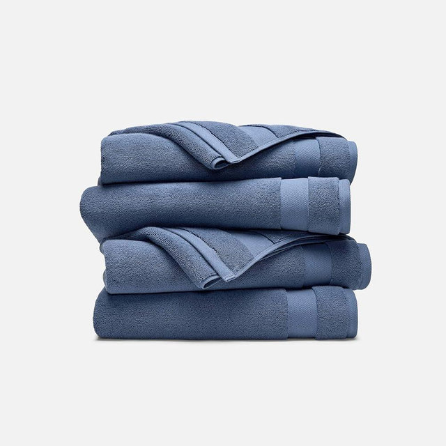Brooklinen Super-Plush 100% Turkish Cotton Bath Towels - Set of 4-770 GSM, Highly Absorbent, Machine Washable, Perfect Bath Towel Set for Home & Bathroom (30" x 58", Abyss Blue)