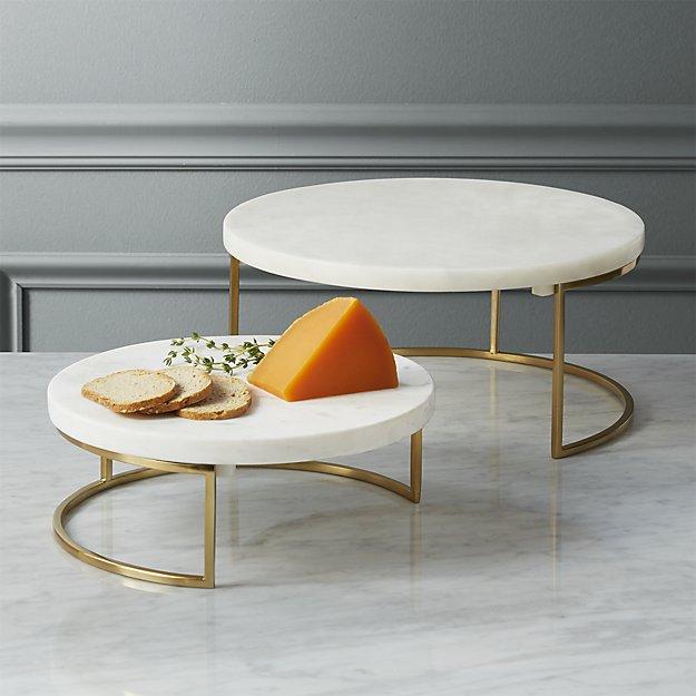 CB2 Essex white marble servers