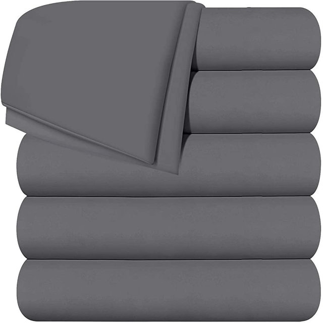 Utopia Bedding Flat Sheets - Pack of 6 - Soft Brushed Microfiber Fabric - Shrinkage & Fade Resistant Top Sheet - Easy Care (Queen, Grey)