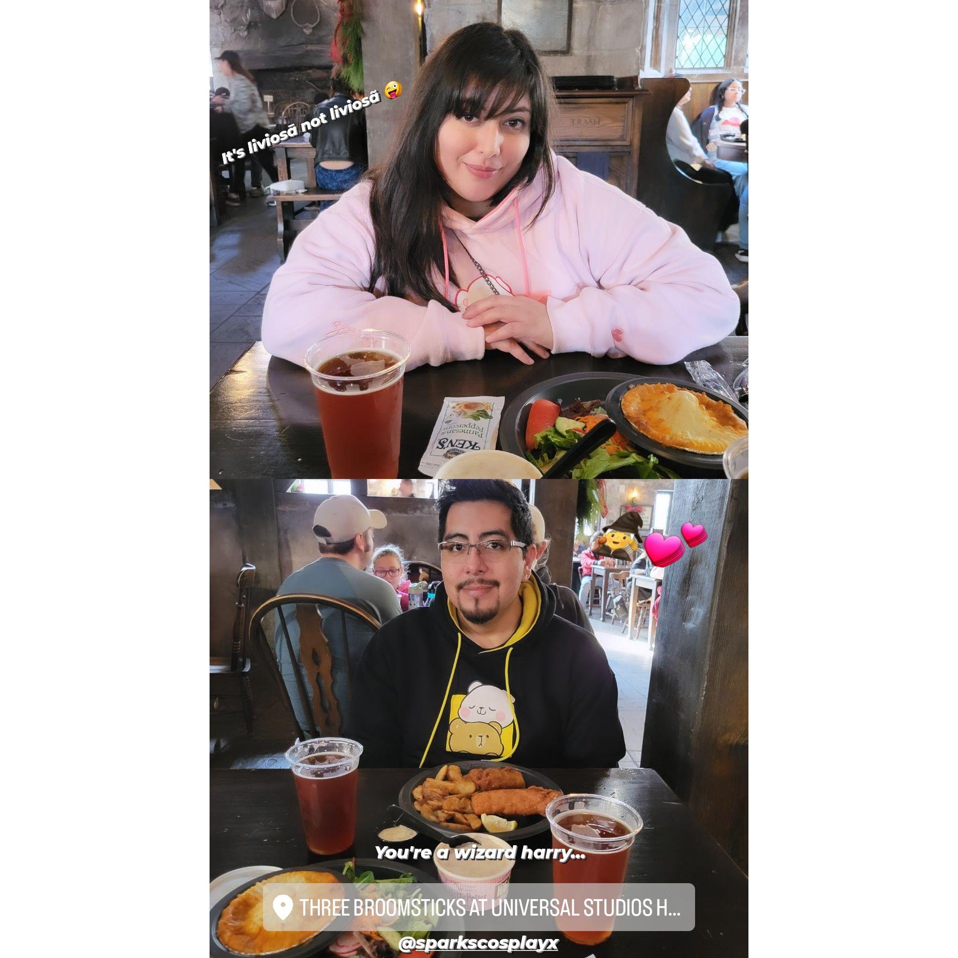 Alex's first time at Universal Studios and Andrea having too much fun editing the photo.